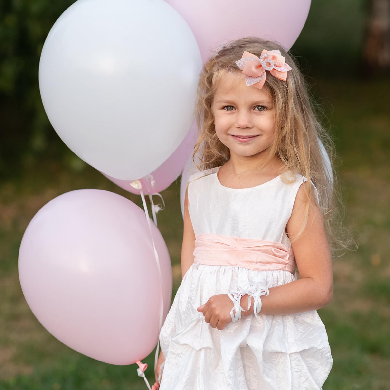 Nuolich glitter birthday bow peach wedding-party idea accent.