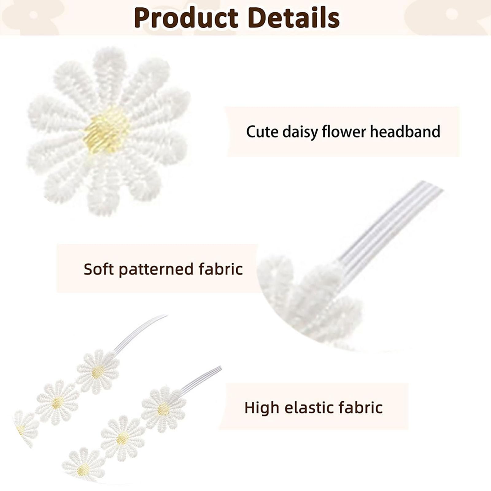 NUOSYI daisy headband yellow-white side view for everyday charm