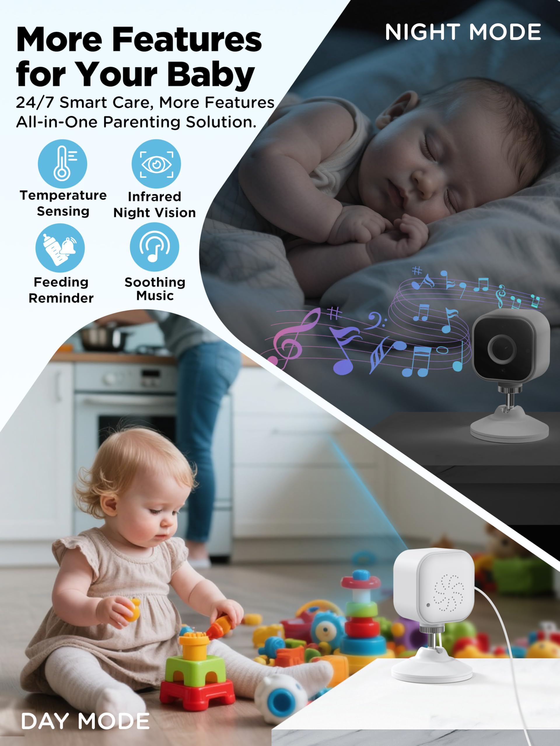 NUOTUN 2-way audio lets you calmly soothe your baby from another room