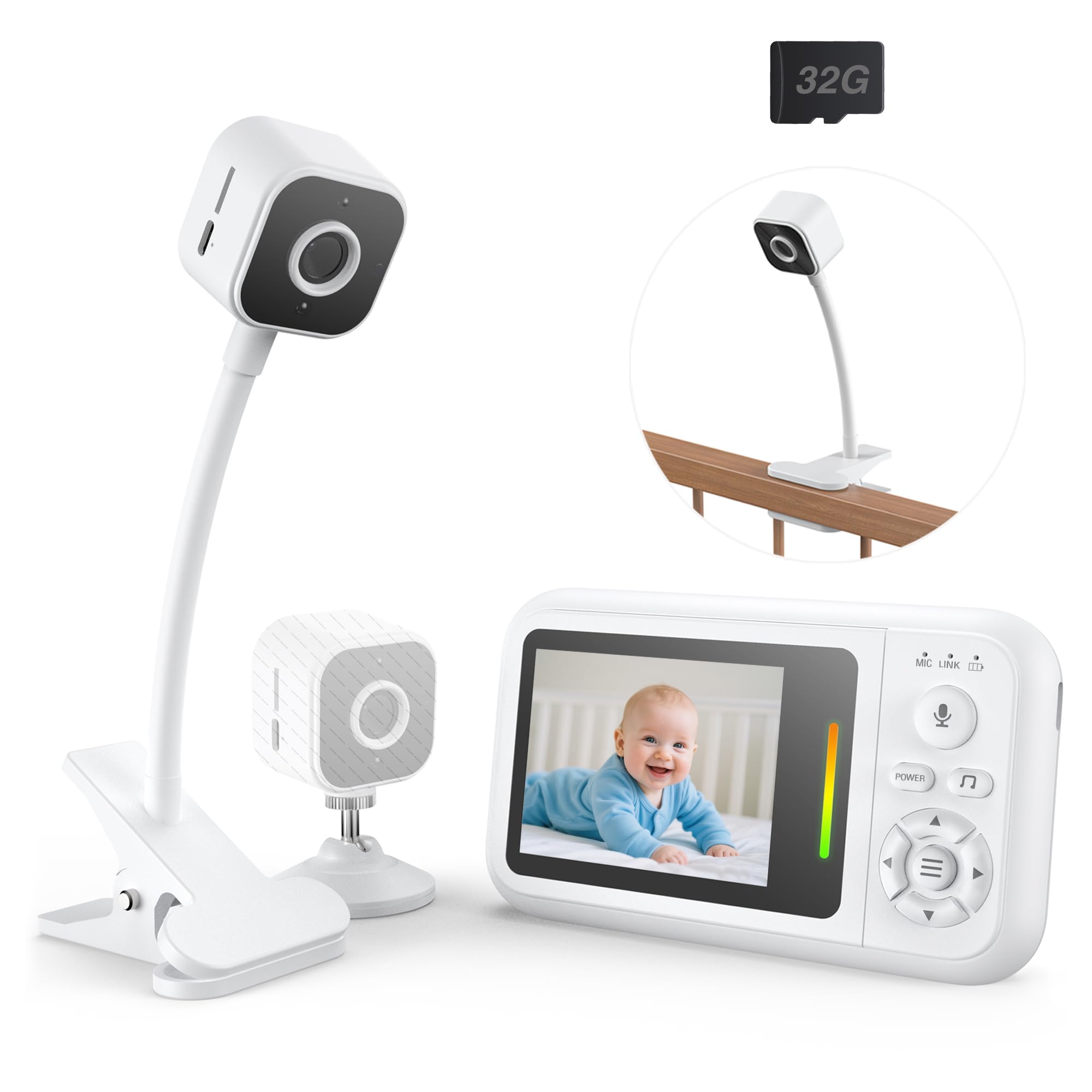 NUOTUN baby monitor clip on crib for secure viewing from anywhere