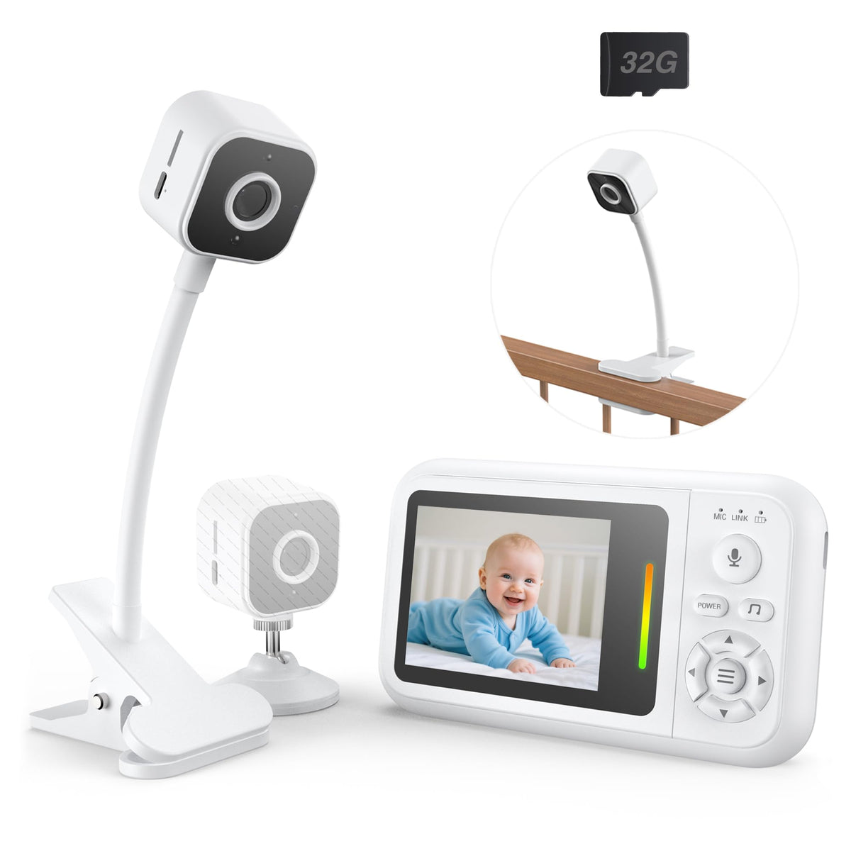 NUOTUN baby monitor clip on crib for secure viewing from anywhere