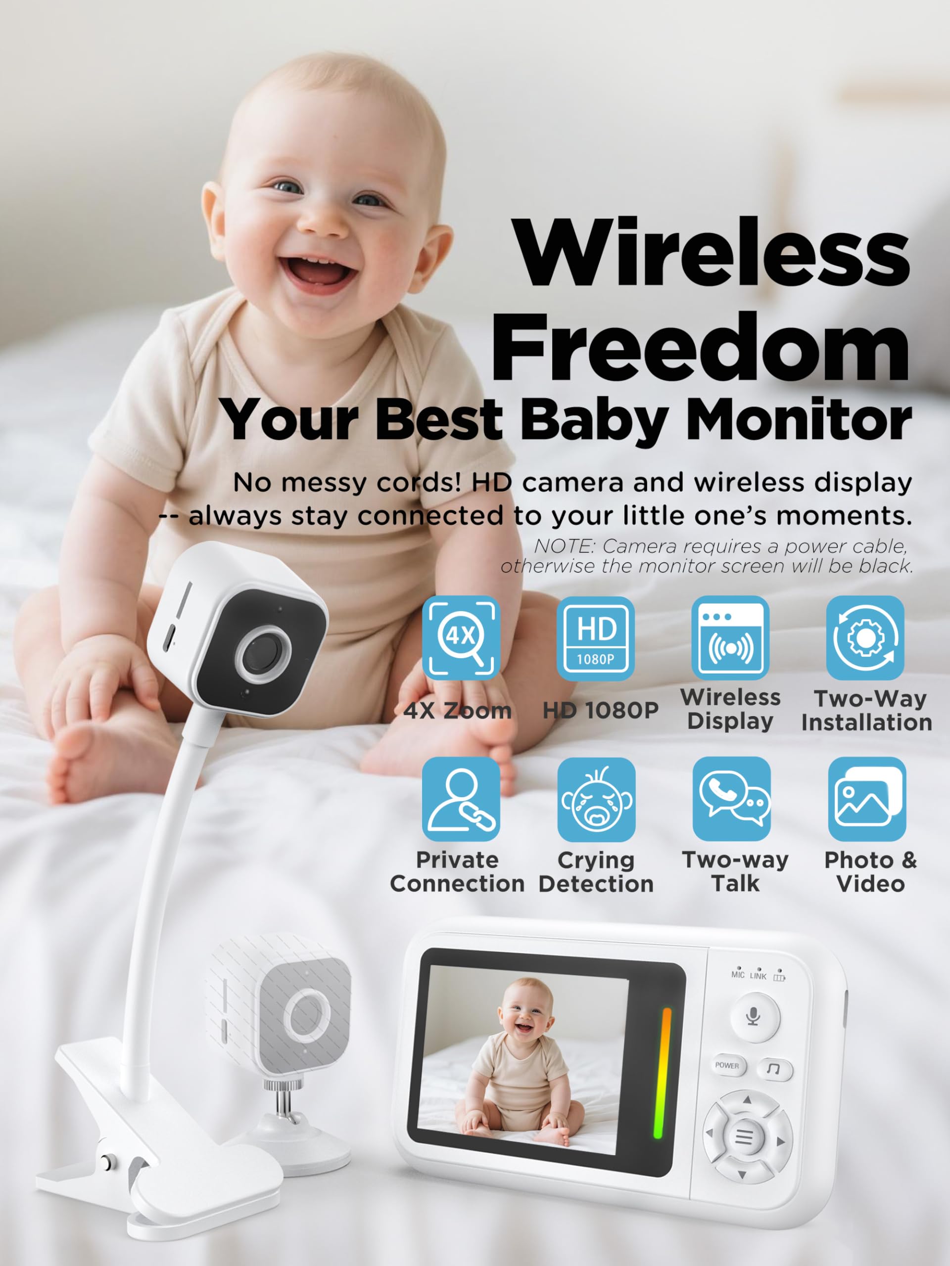 NUOTUN baby monitor stand keeps device steady on a shelf