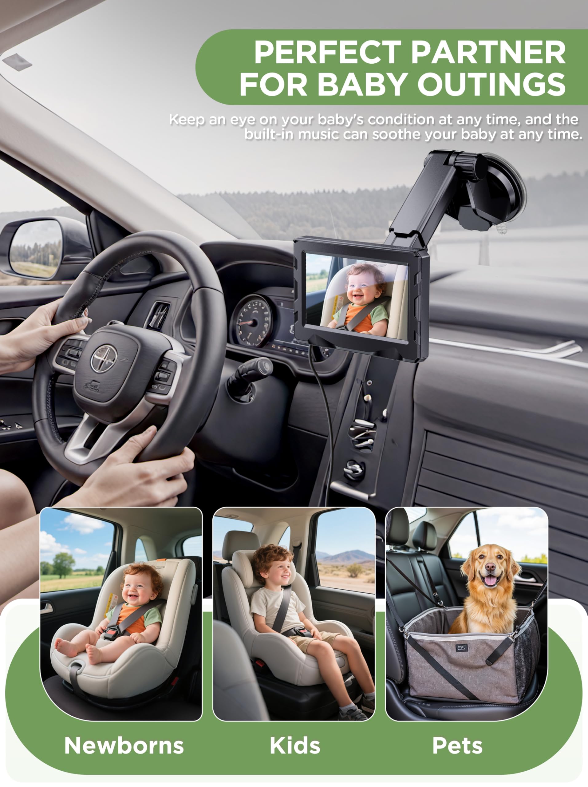NUOTUN rear-facing back-seat mirror alternative reduces clutter in your car.