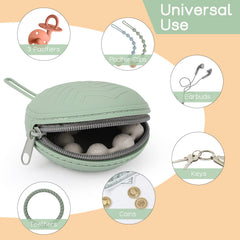 Nupoopy pacifier holder-case Ether zipper closeup shows easy cleaning and quick access
