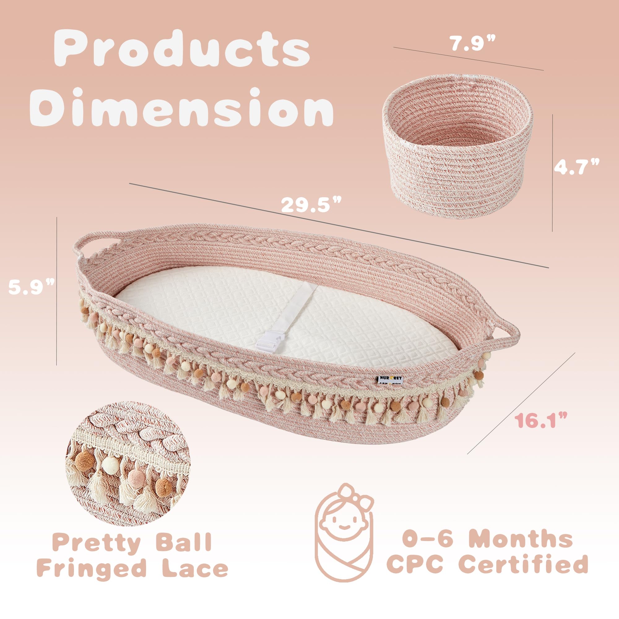 Nurcret cotton rope diaper caddy helps keep baby essentials organized
