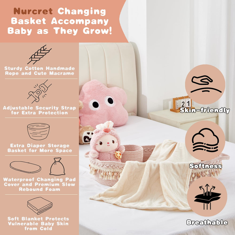Nurcret soft baby blanket complements the pink set for cozy nursery moments