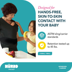 NüRoo Brownmed pocket-skin-to-skin carrier shirt side view shows ergonomic support