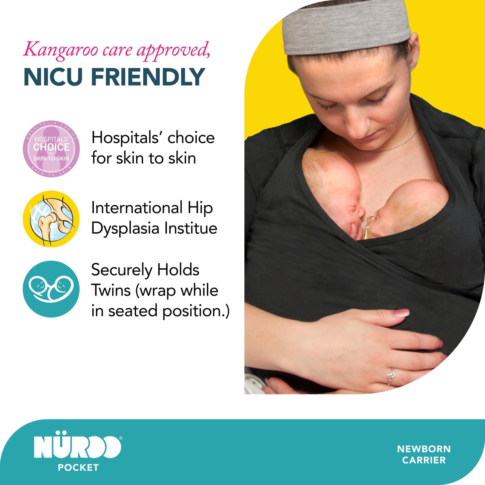 NüRoo Brownmed pocket skin-to-skin carrier shirt NICU-access friendly closeup.