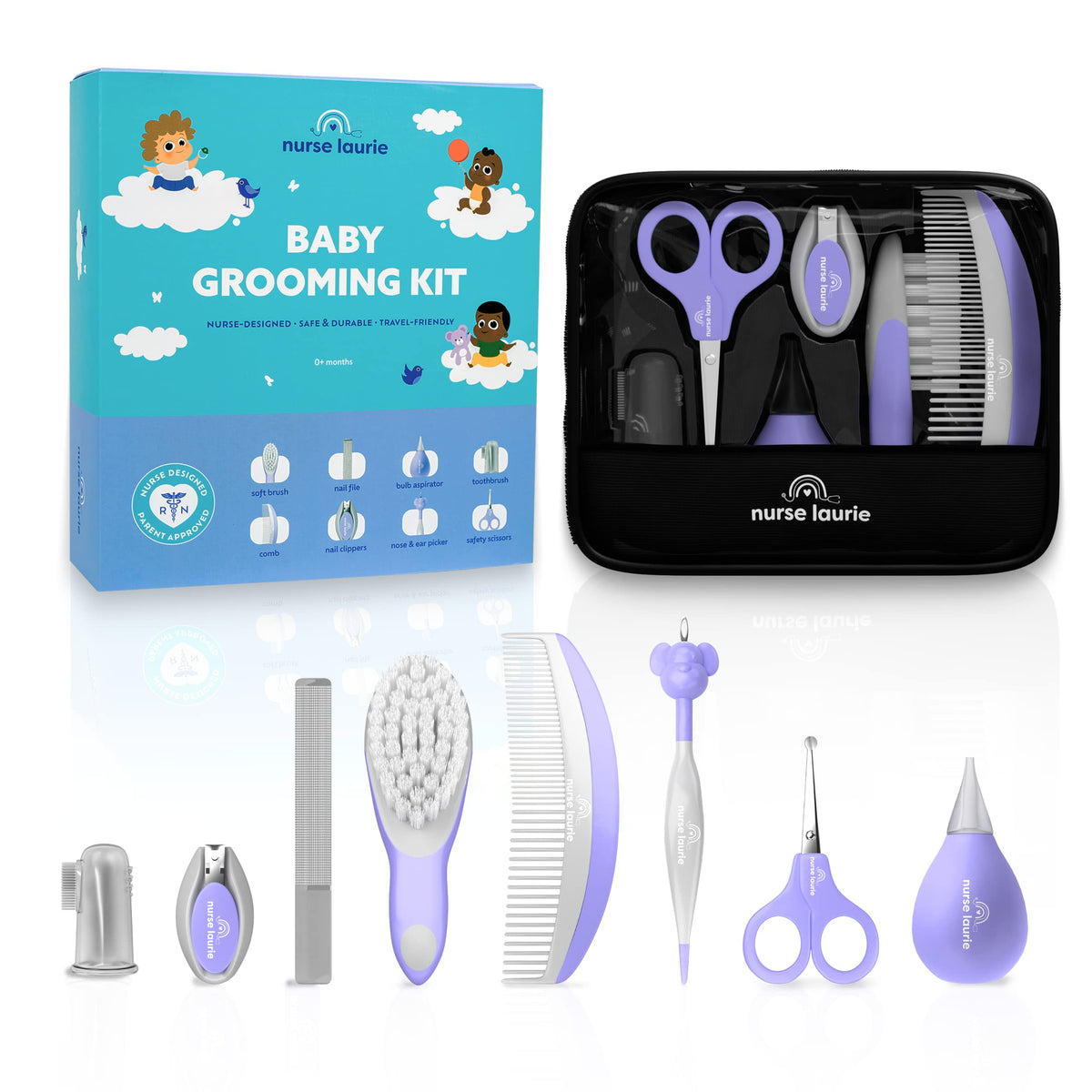 Nurse Laurie baby grooming kit travel bag; compact on-the-go care.
