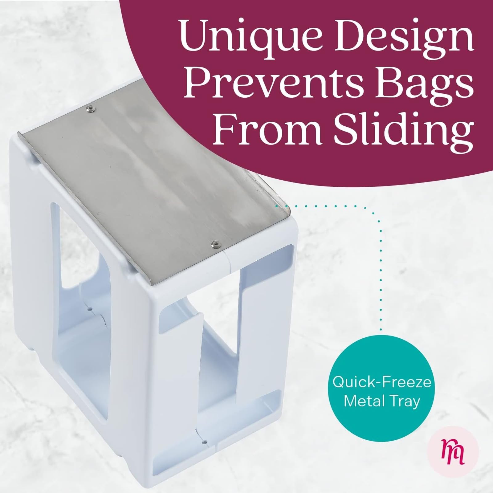 Nurse & Nourish tower bottom design prevents sliding for stable retrieval.