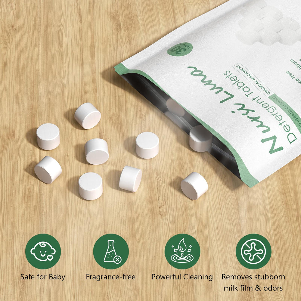 Nursi Luna easy-drop-in cleaning visible action for bottles and pump parts.