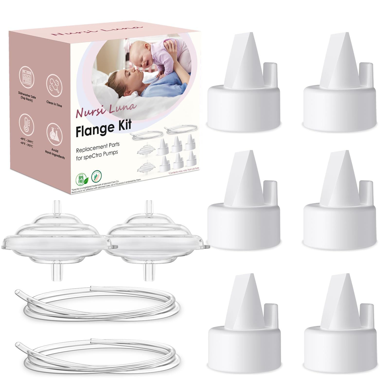 Nursi Luna duckbill valves for Spectra S1/S2 kit with BPA-free silicone.