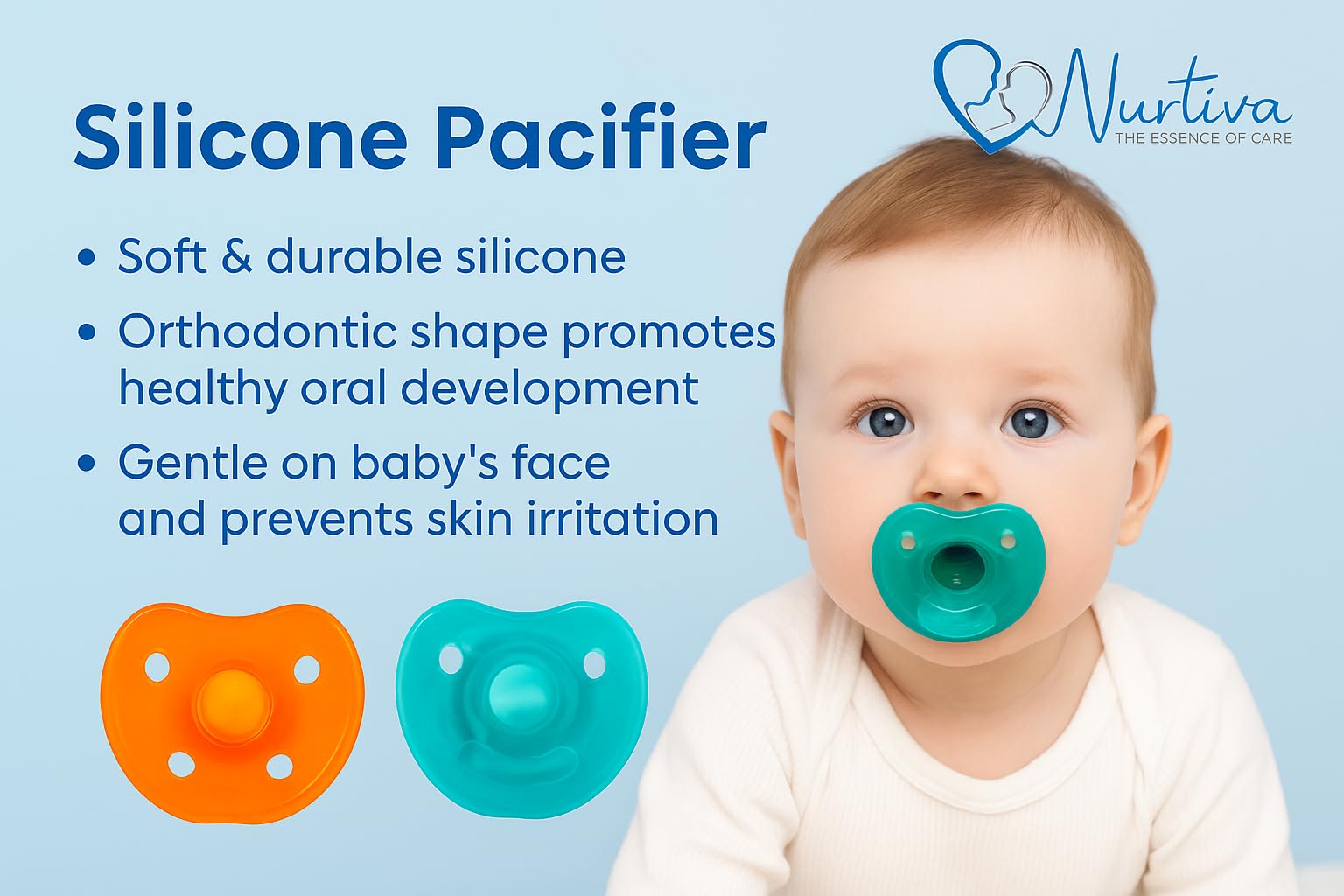 Nurtiva wide-neck design highlights easy cleaning and filling for busy parents.