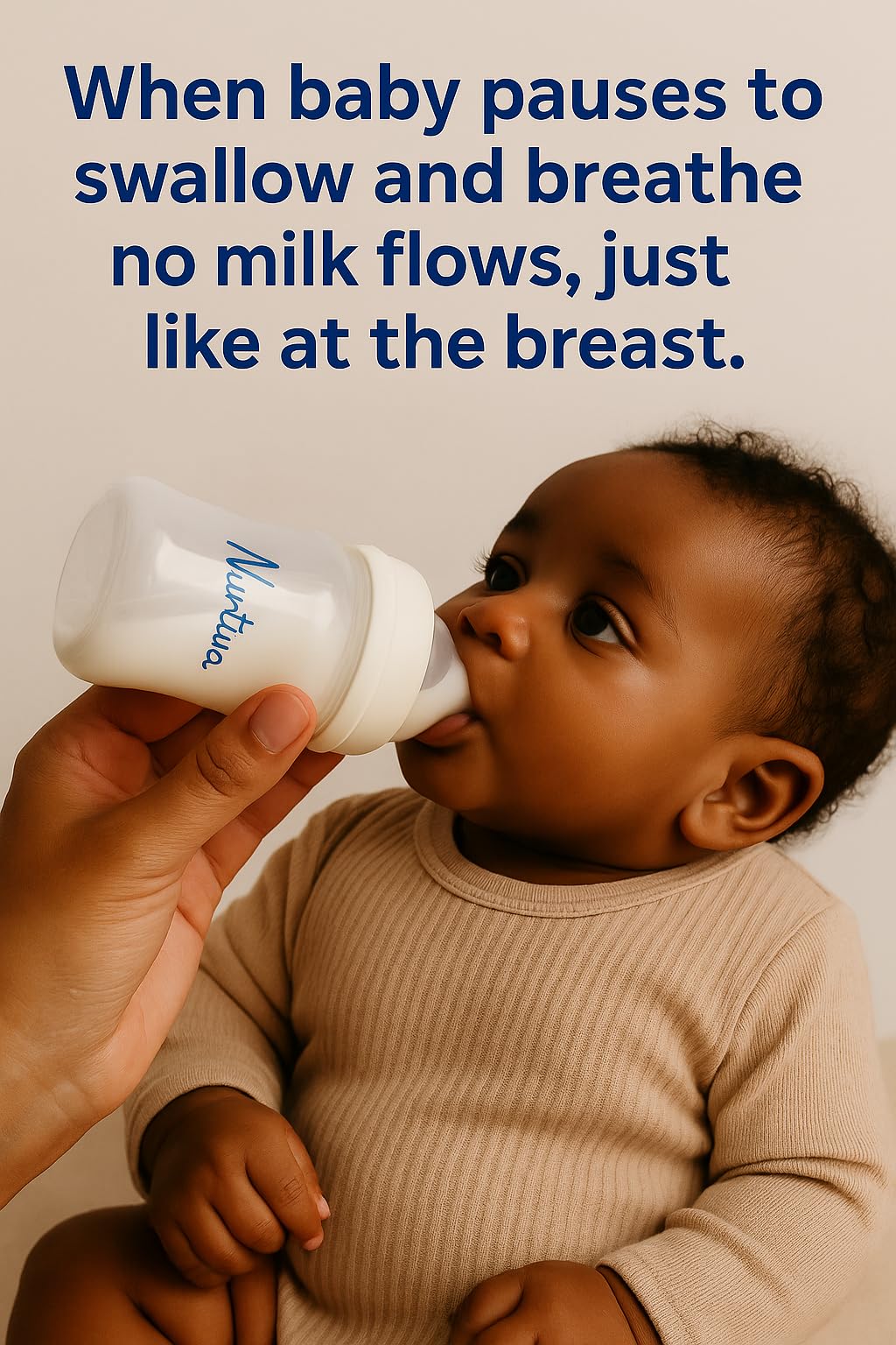 Nurtiva natural latch bottle highlights breastfeeding friendly design