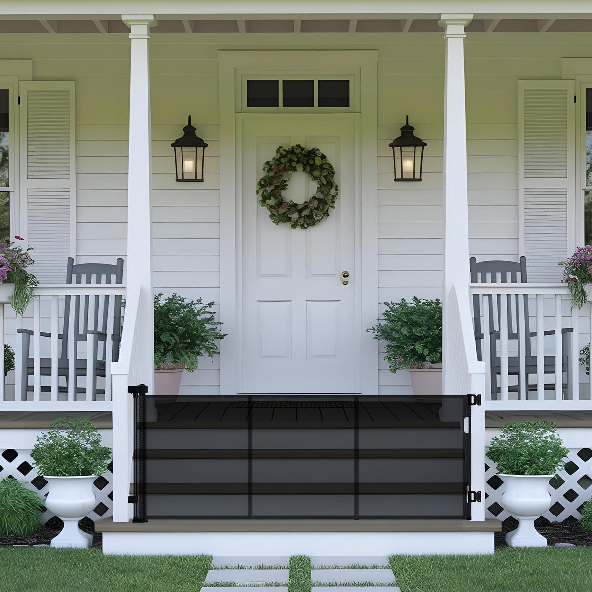 NurturaNook retractable gate wide opening shows versatile expansion for doorways and stairs.