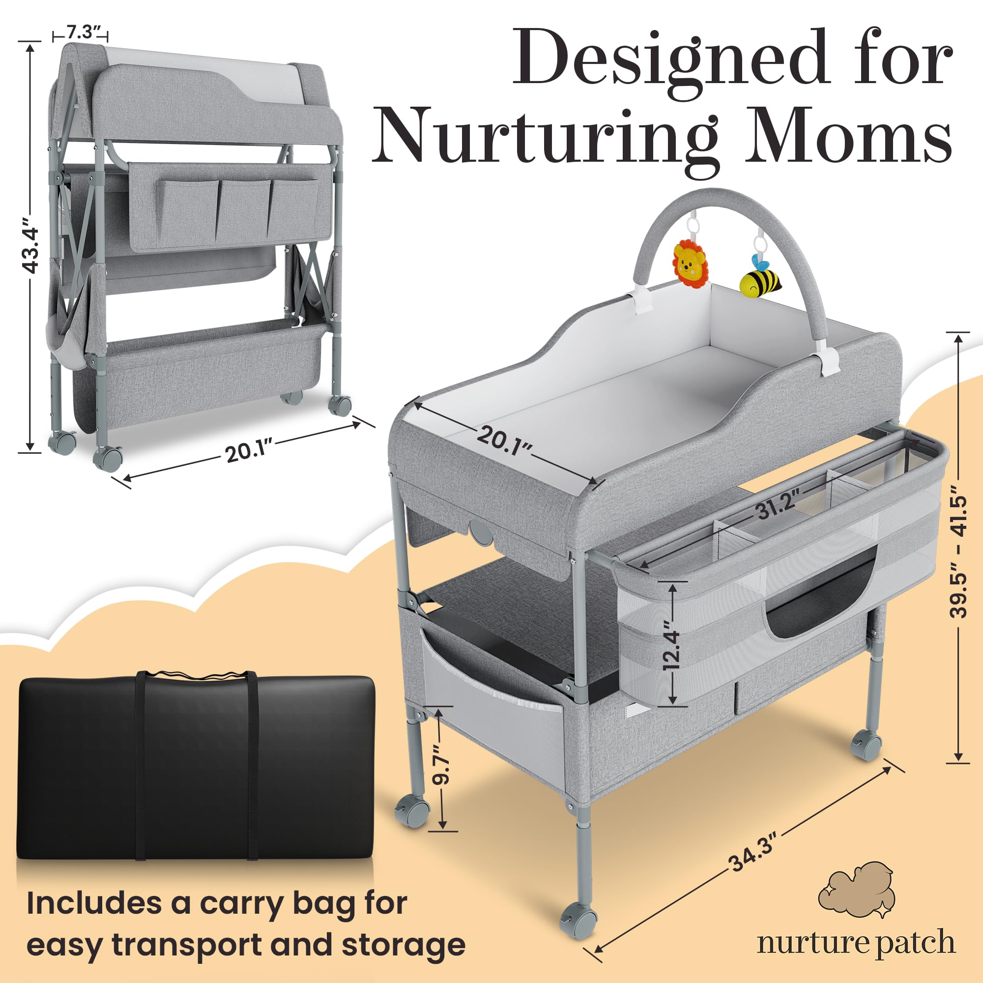 NurturePatch portable changing table safety buckle keeps baby secure during diaper duty
