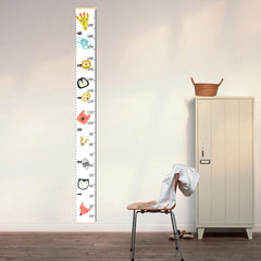Nustila growth chart wooden frame beige closeup for wall hanging decor.