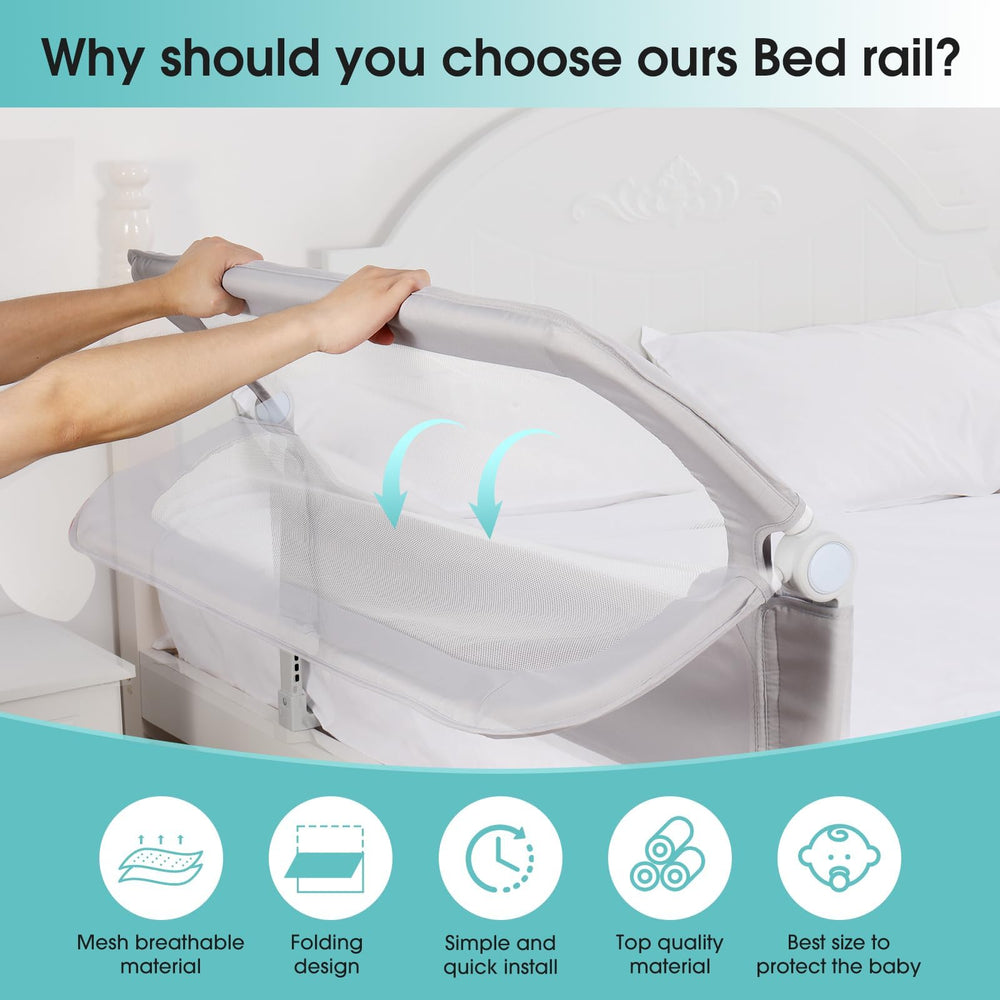 NUTIKAS adjustable-height bed gate fits various mattress thicknesses