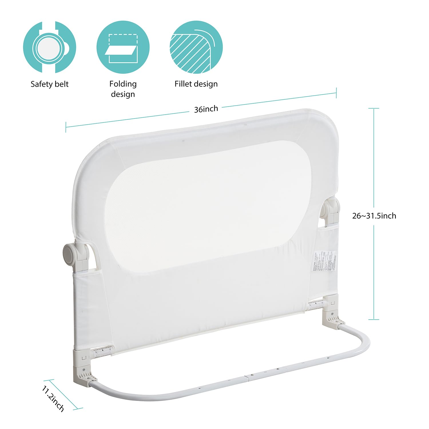 NUTIKAS bed rail compact folded height keeps floor clear