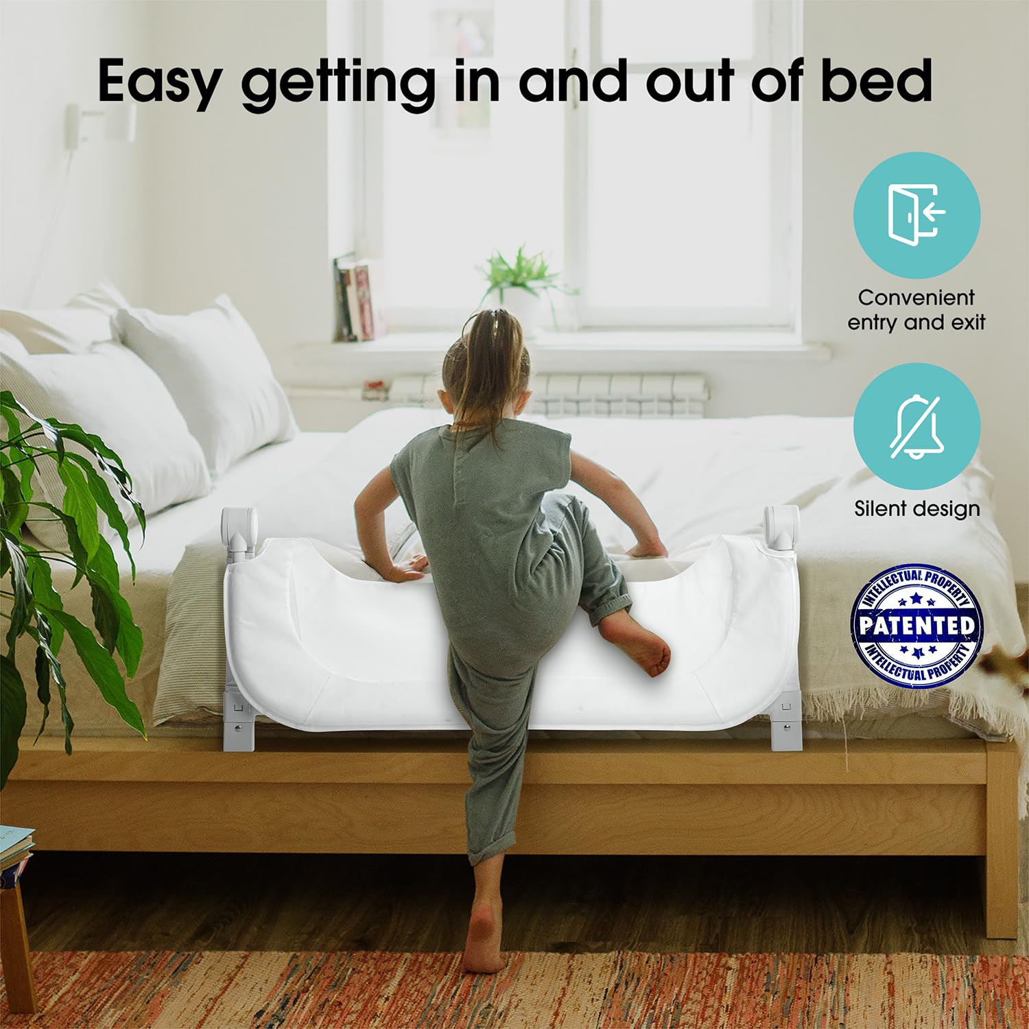 NUTIKAS bed rail guard adjustable height fits most mattress thicknesses