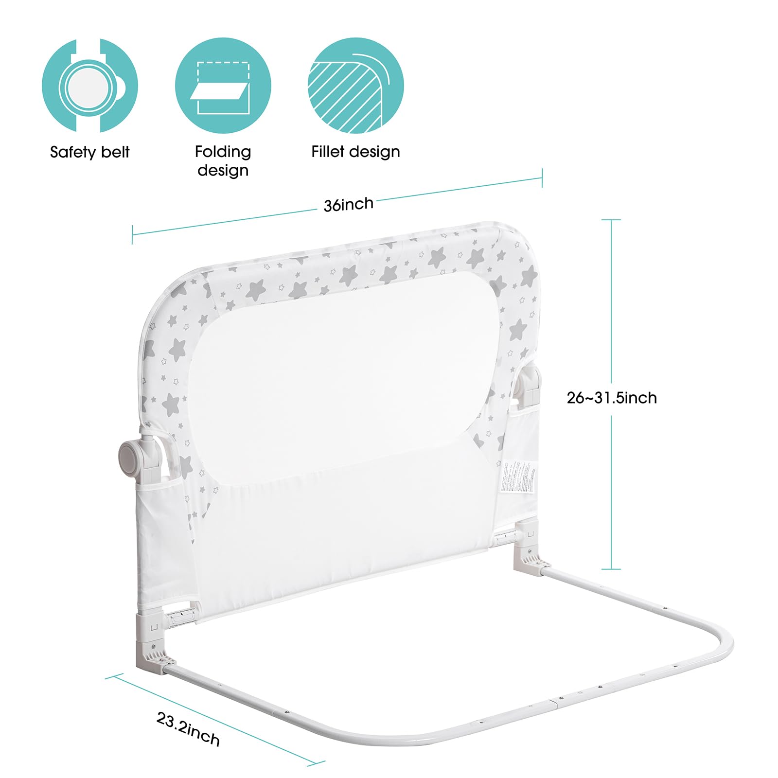 NUTIKAS bed rail guard anti-slip-grips keeps rail securely in place.