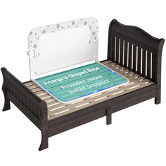 NUTIKAS bed rail guard universal-fit shows adjustable width for twin to queen beds.