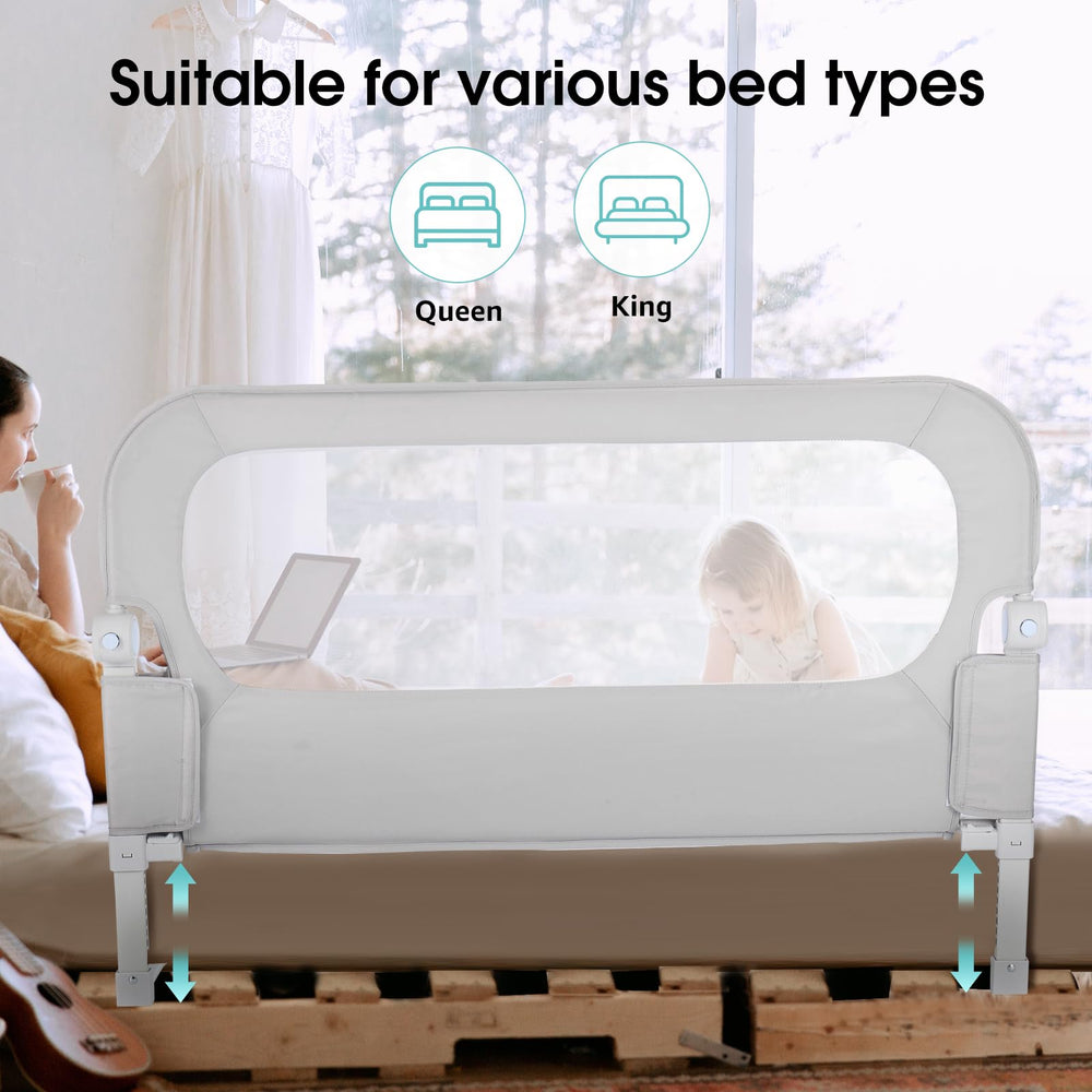 NUTIKAS 58-7-inch bed rail length demonstrates full coverage for larger beds.