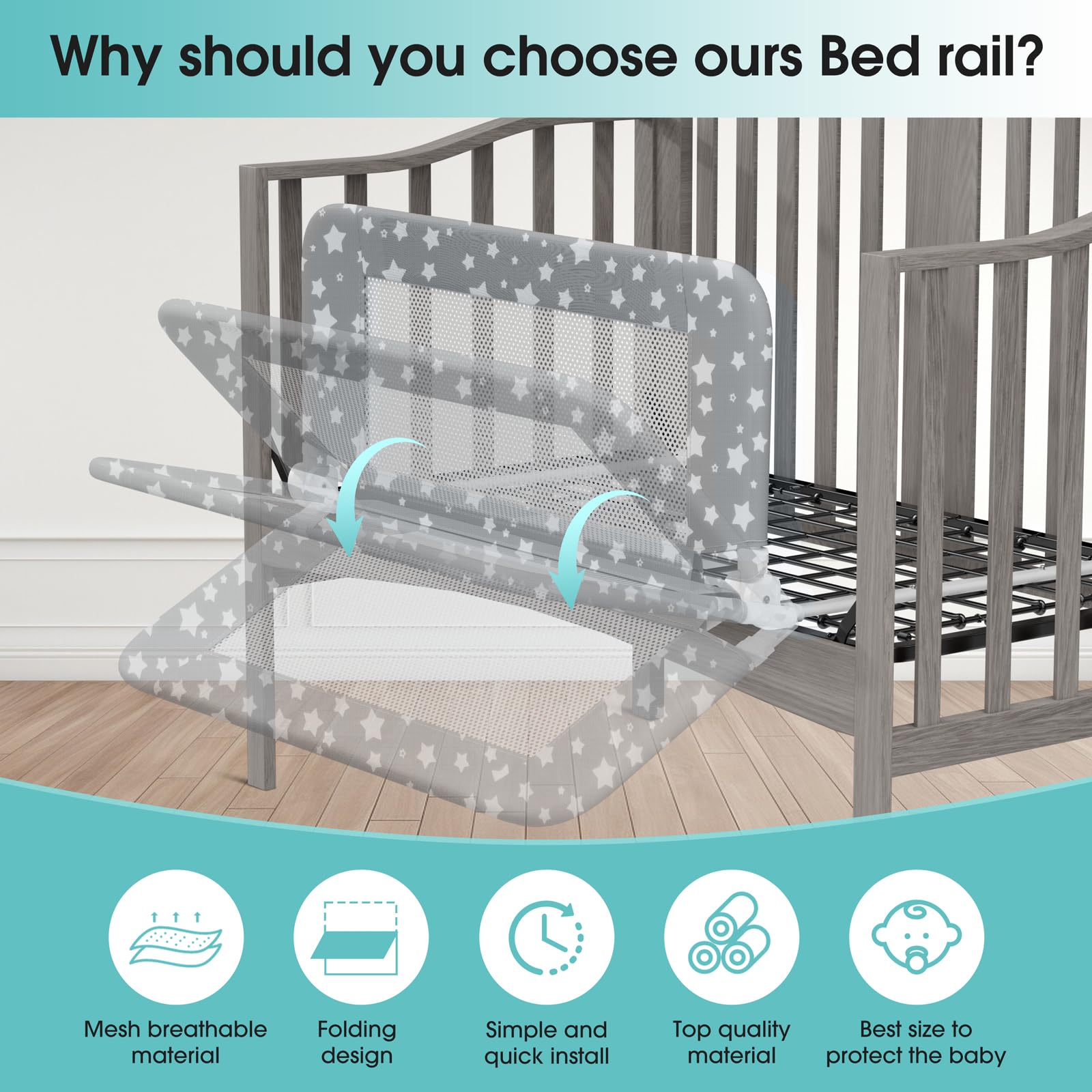 NUTIKAS toddler bed conversion support for growing sleepers.