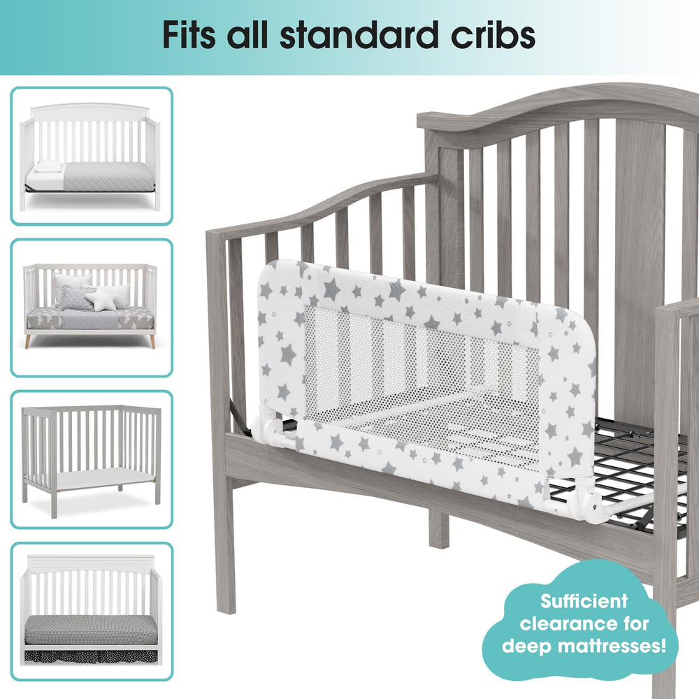 NUTIKAS crib rail installed on crib base shows sturdy frame integration