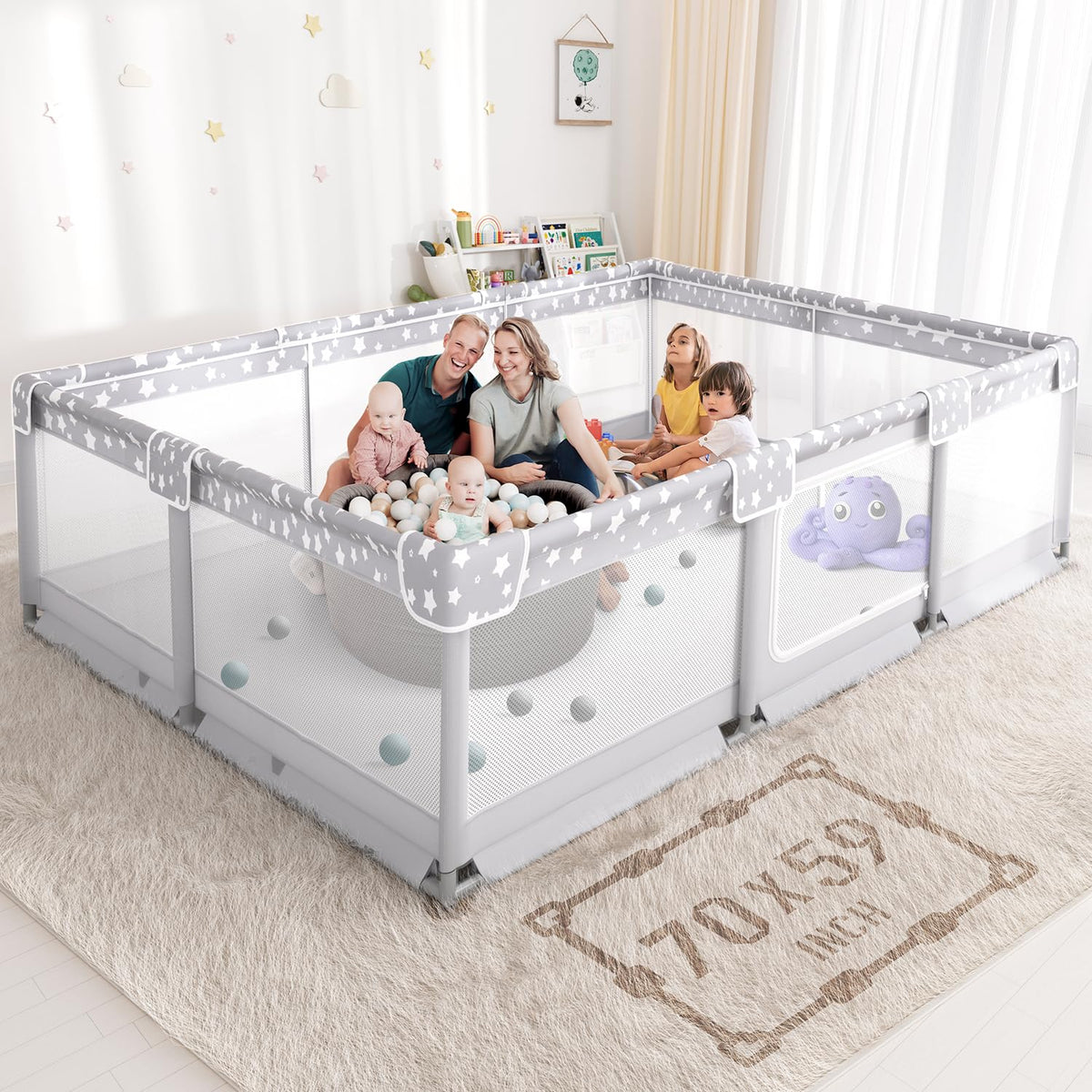 NUTIKAS large playpen overall setup showing spacious play area for family use