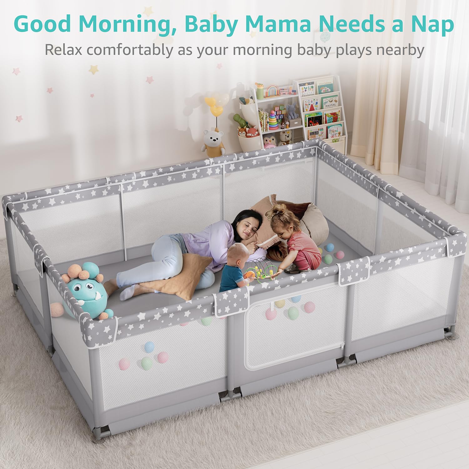 NUTIKAS large playpen easy-fold and compact storage design