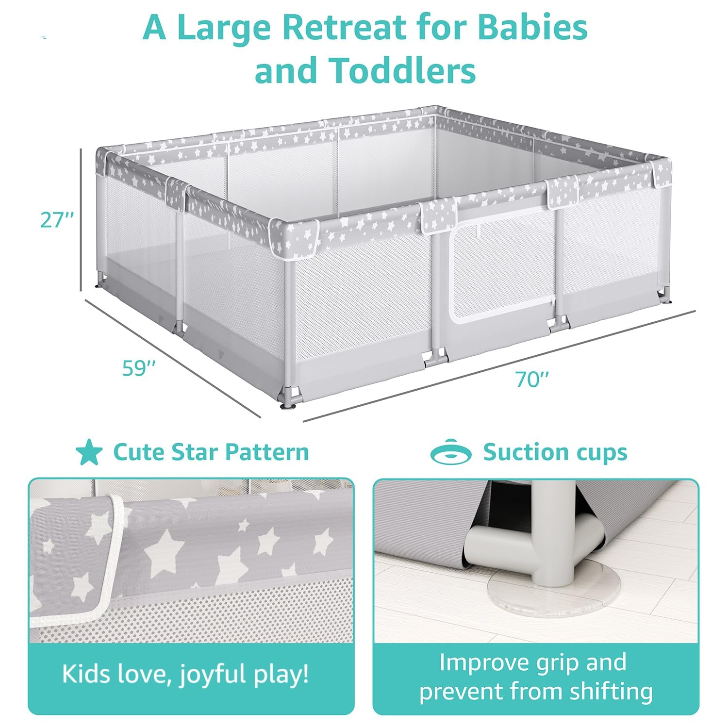 NUTIKAS playpen interior mesh view for breathable supervision