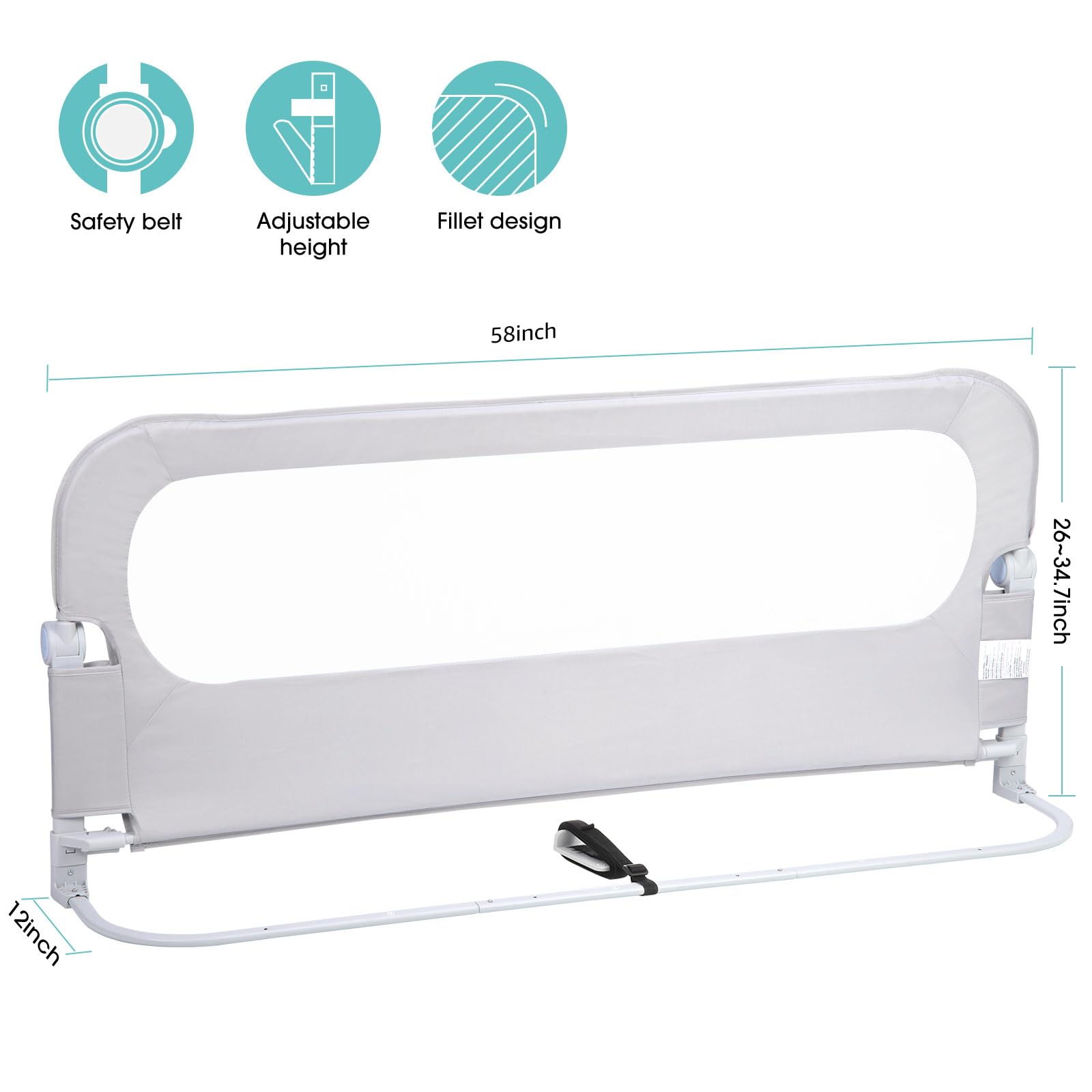 NUTIKAS mesh bed rail closeup emphasizes breathability and unobstructed airflow.