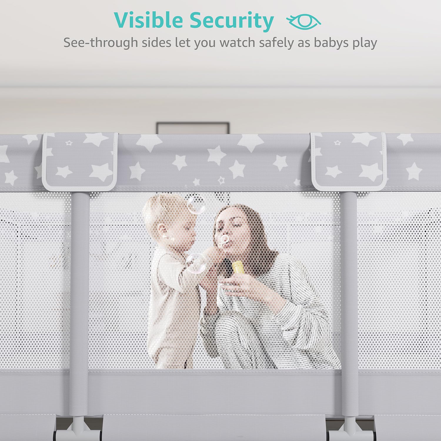 NUTIKAS playpen toddler relaxation area with parent nearby