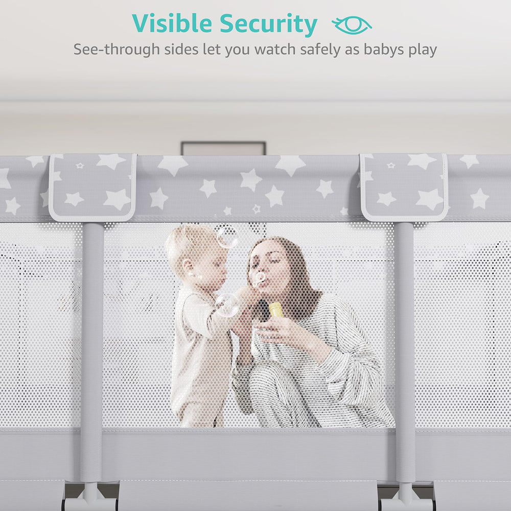 NUTIKAS playpen toddler relaxation area with parent nearby