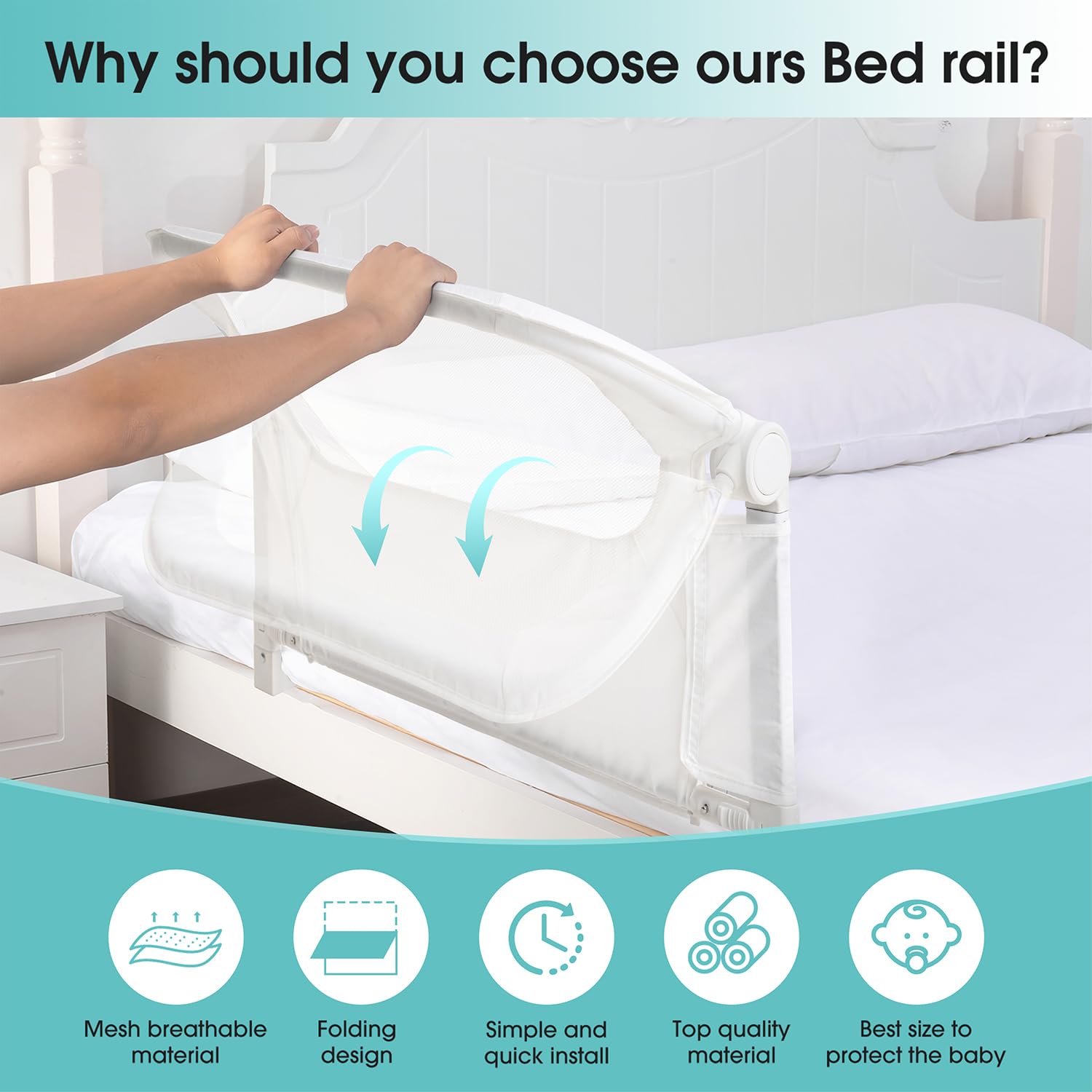 NUTIKAS sturdy design bed rail provides reliable night-time security