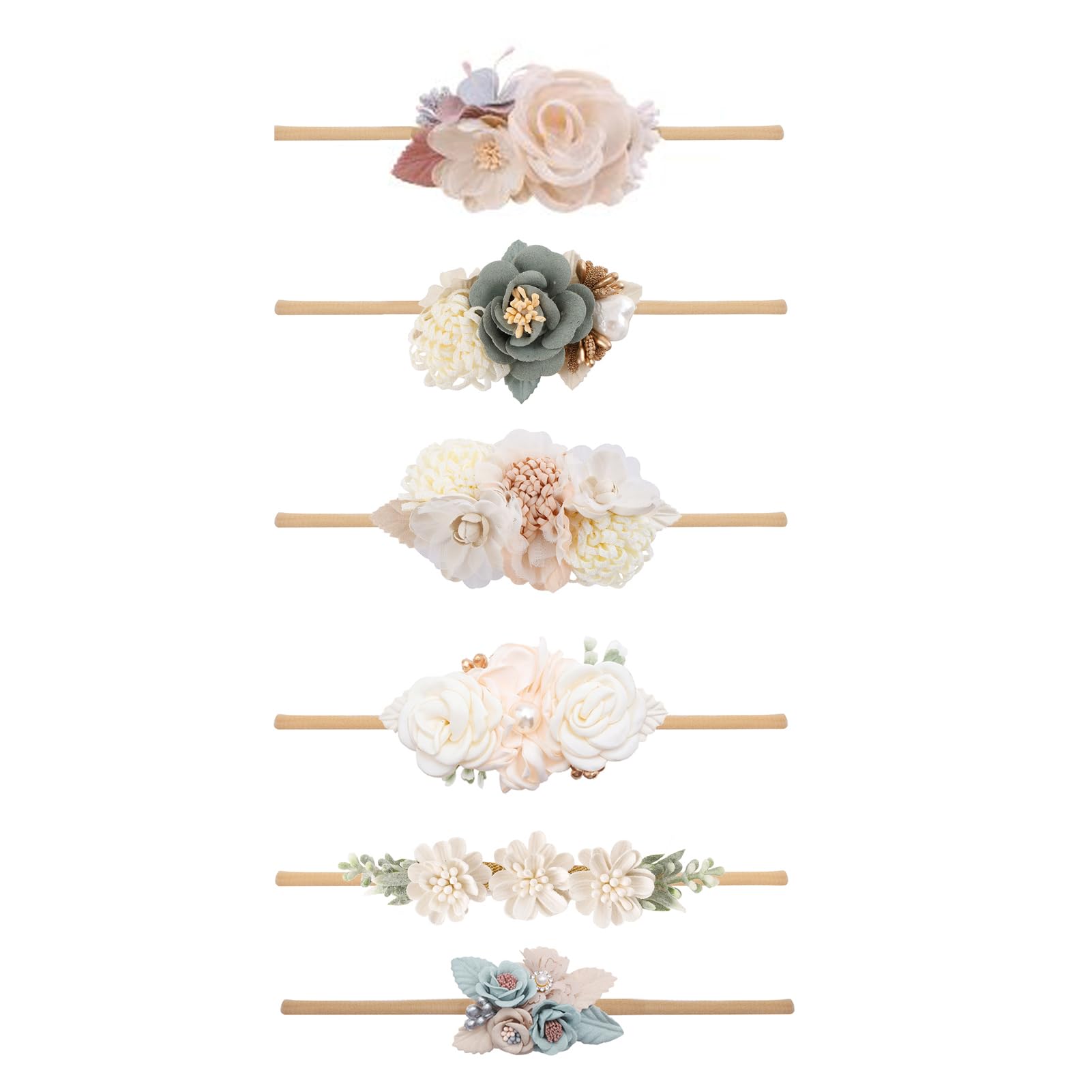 NUWAJP baby flower headbands in soft nylon provide gentle comfort for newborn photos