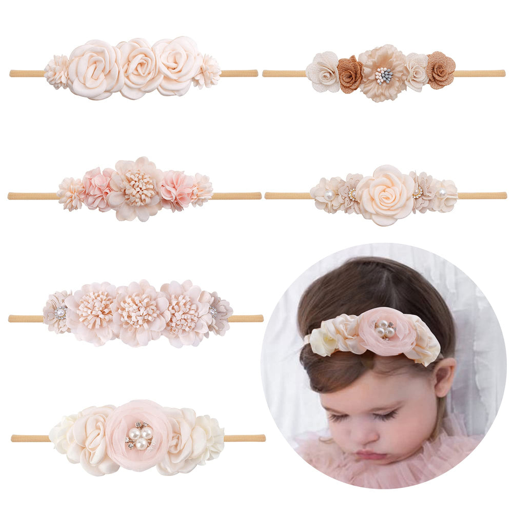 NUWAJP baby girl flower headband set laid flat for styling ideas