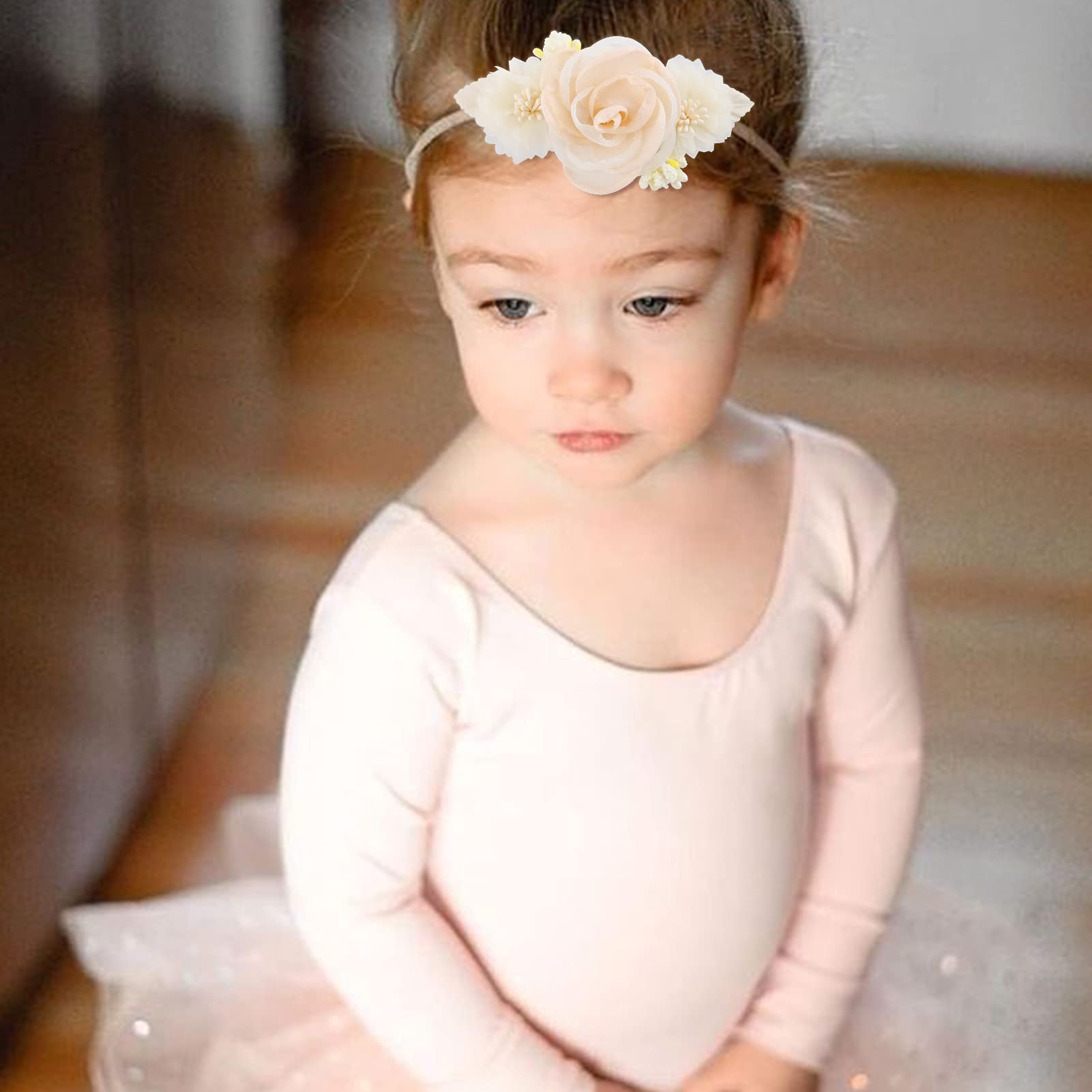 NUWAJP flower headband blue, versatile style to match outfits.