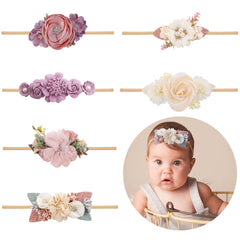 NUWAJP flower headband pink, soft nylon for gentle all-day wear.