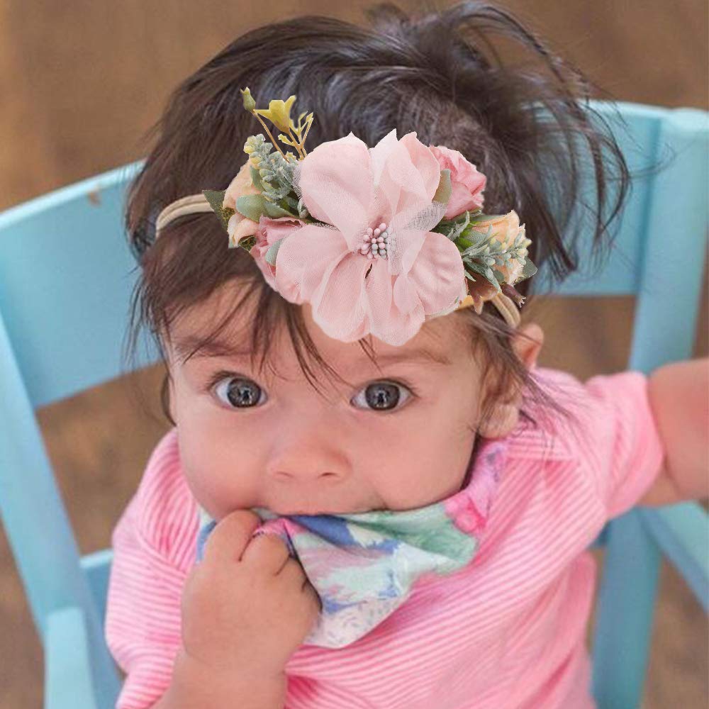 NUWAJP solid cream headband, soft stretch for newborns and toddlers.