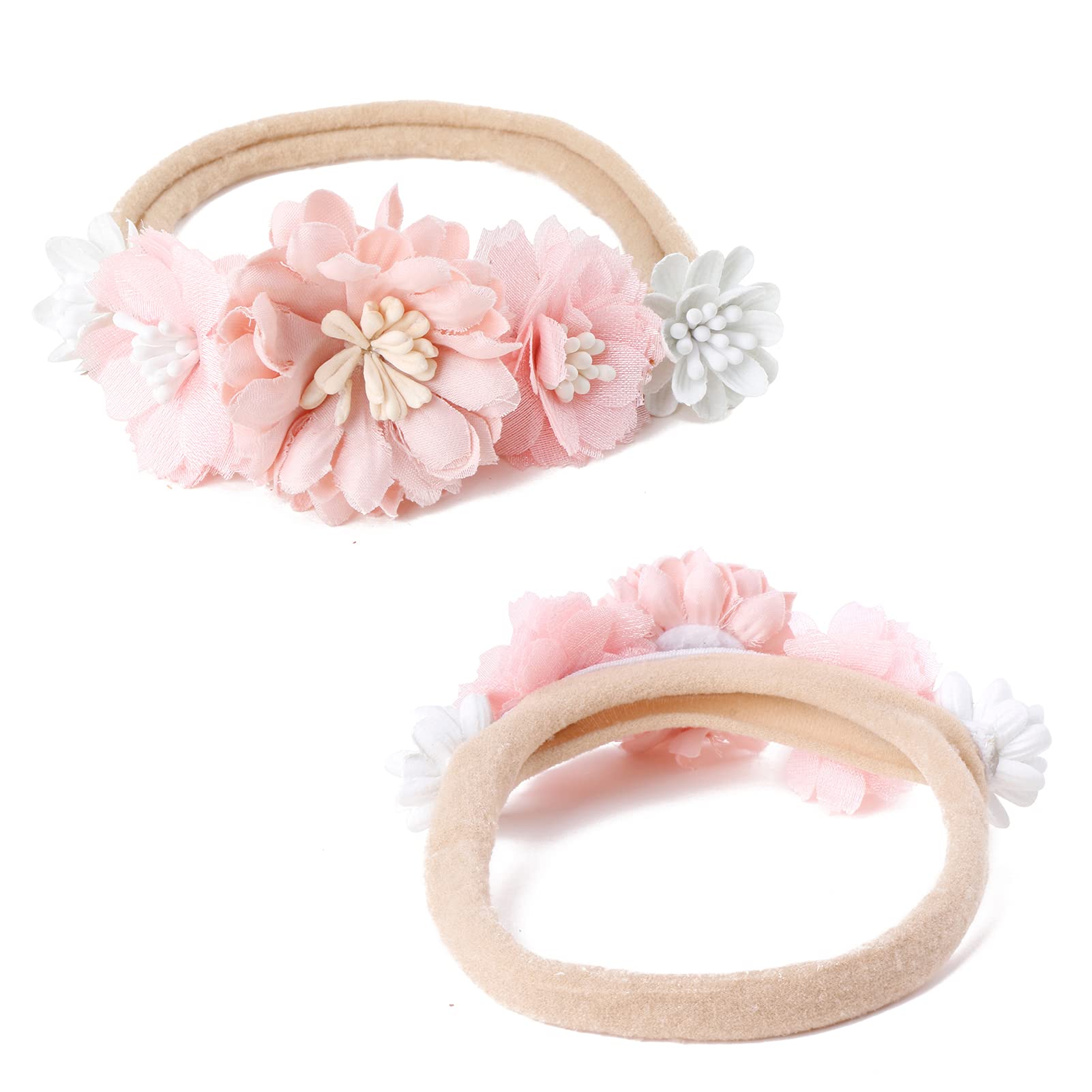 NUWAJP floral headbands as family photo props with complementary colors
