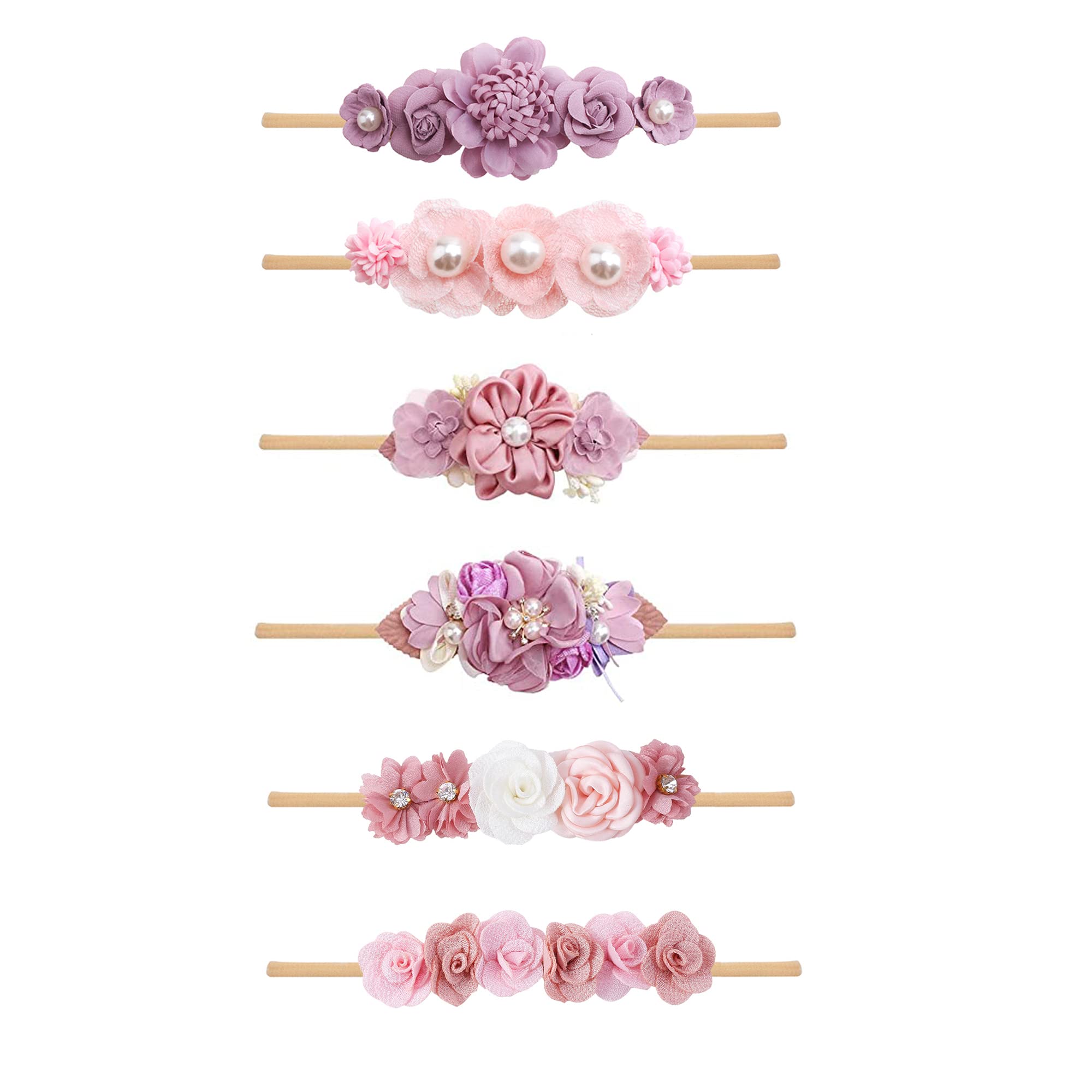 NUWAJP soft nylon headbands with gentle stretch for delicate baby hair