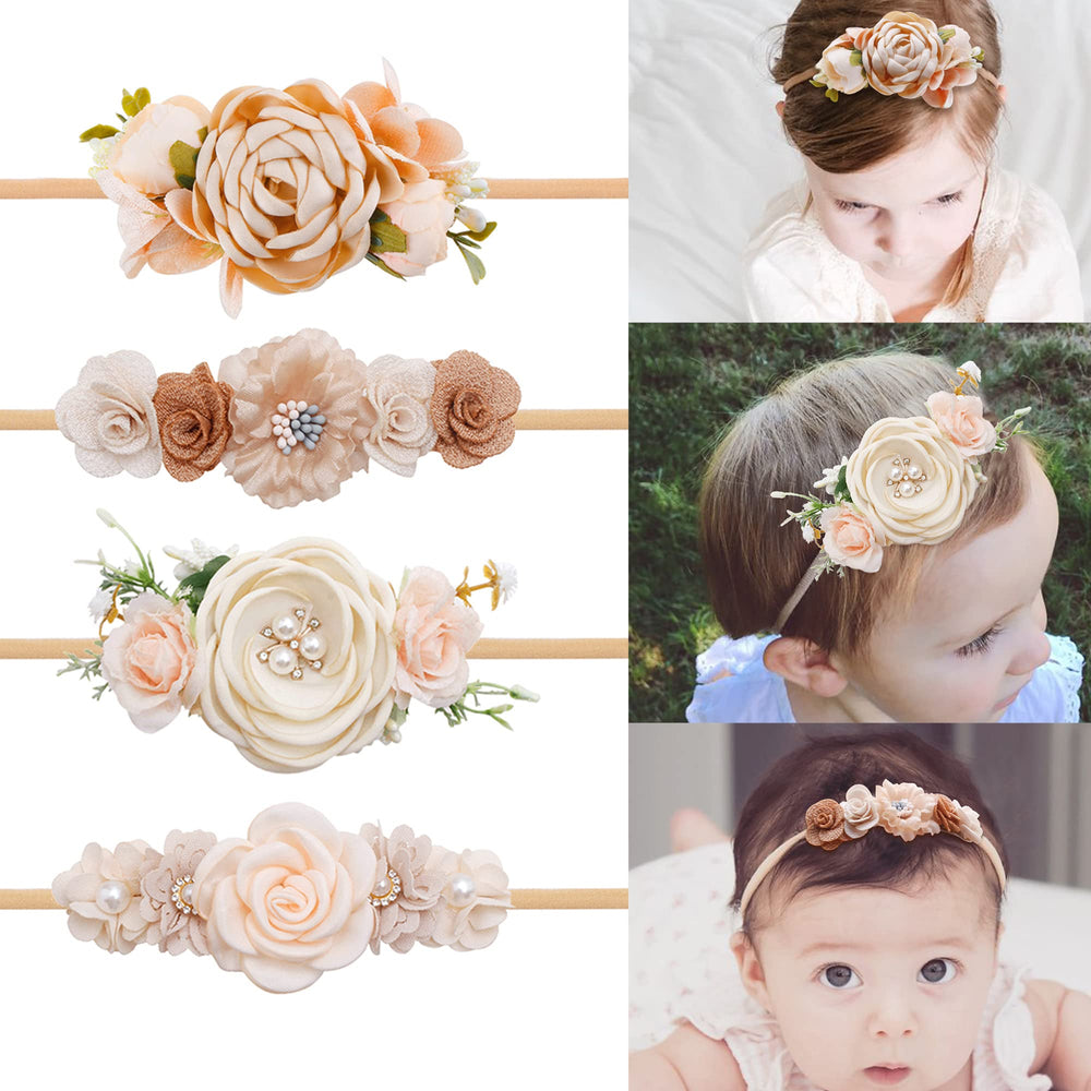NUWAJP soft nylon headbands stretch to fit newborns through toddlers without slipping