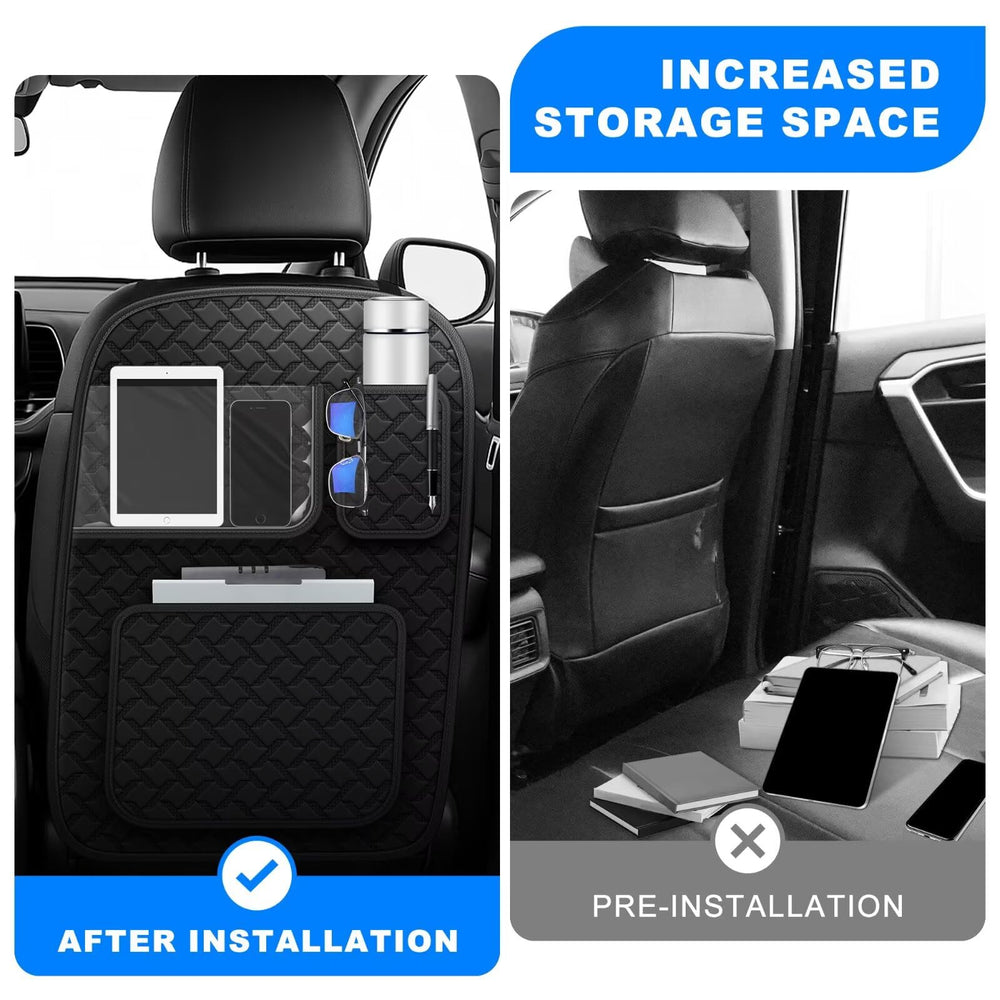 NUWQICD organizer with three pockets keeps toys and tablets neatly stored.