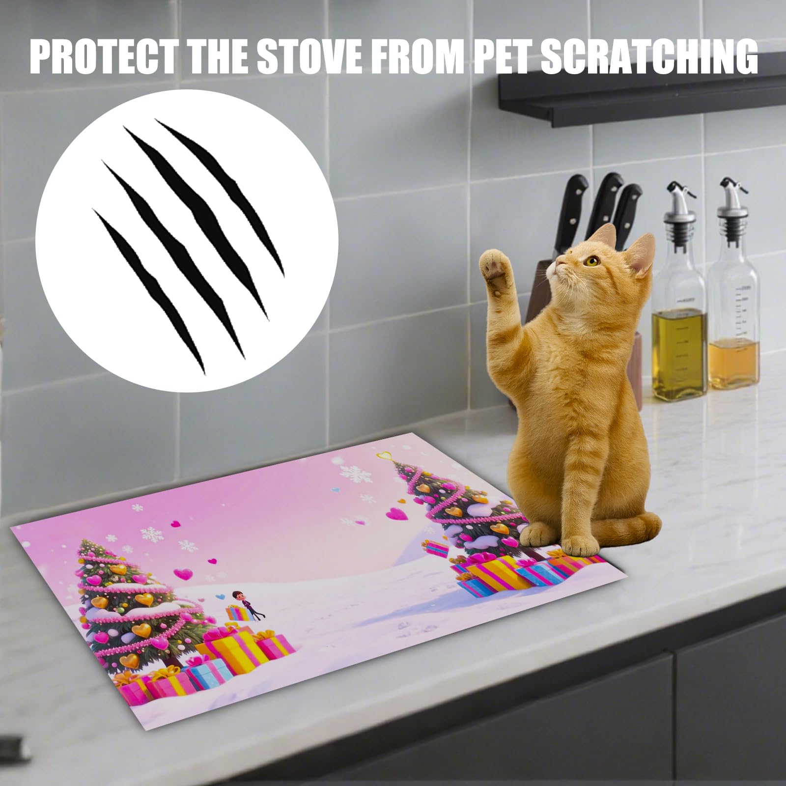 Nuxovilar pink Christmas-tree stove top cover adds festive decor and protection