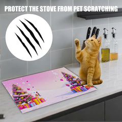 Nuxovilar pink Christmas-tree stove top cover adds festive decor and protection