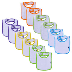 Nvatorfox 12-pack terry bibs white closeup highlighting soft absorbent fabric