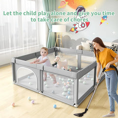 Nvlirun baby playpen breathable mesh ensures clear visibility and airflow