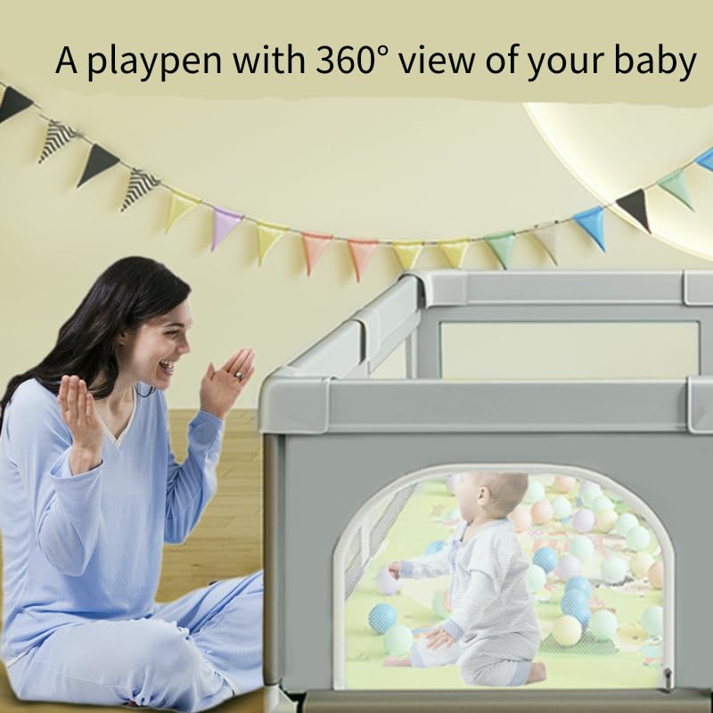 Nvlirun baby playpen zipper door provides easy caregiver access